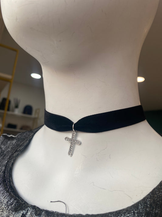 Choker velluto Croce
